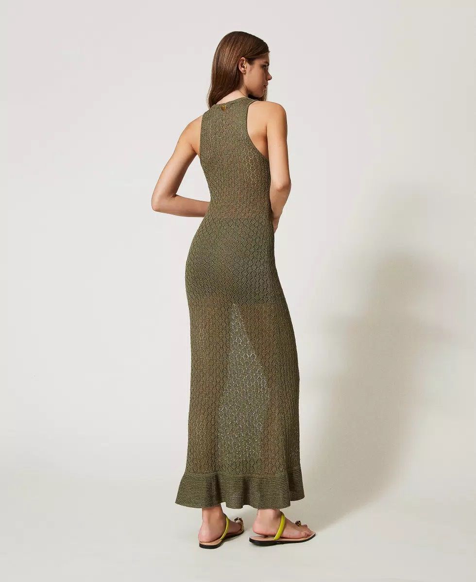 Abito lungo a rete in maglia lurex TWINSET