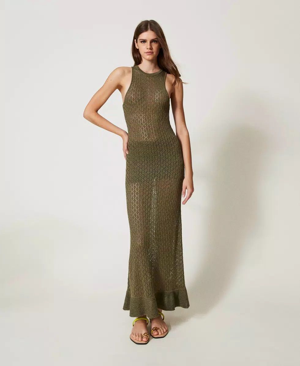 Abito lungo a rete in maglia lurex TWINSET