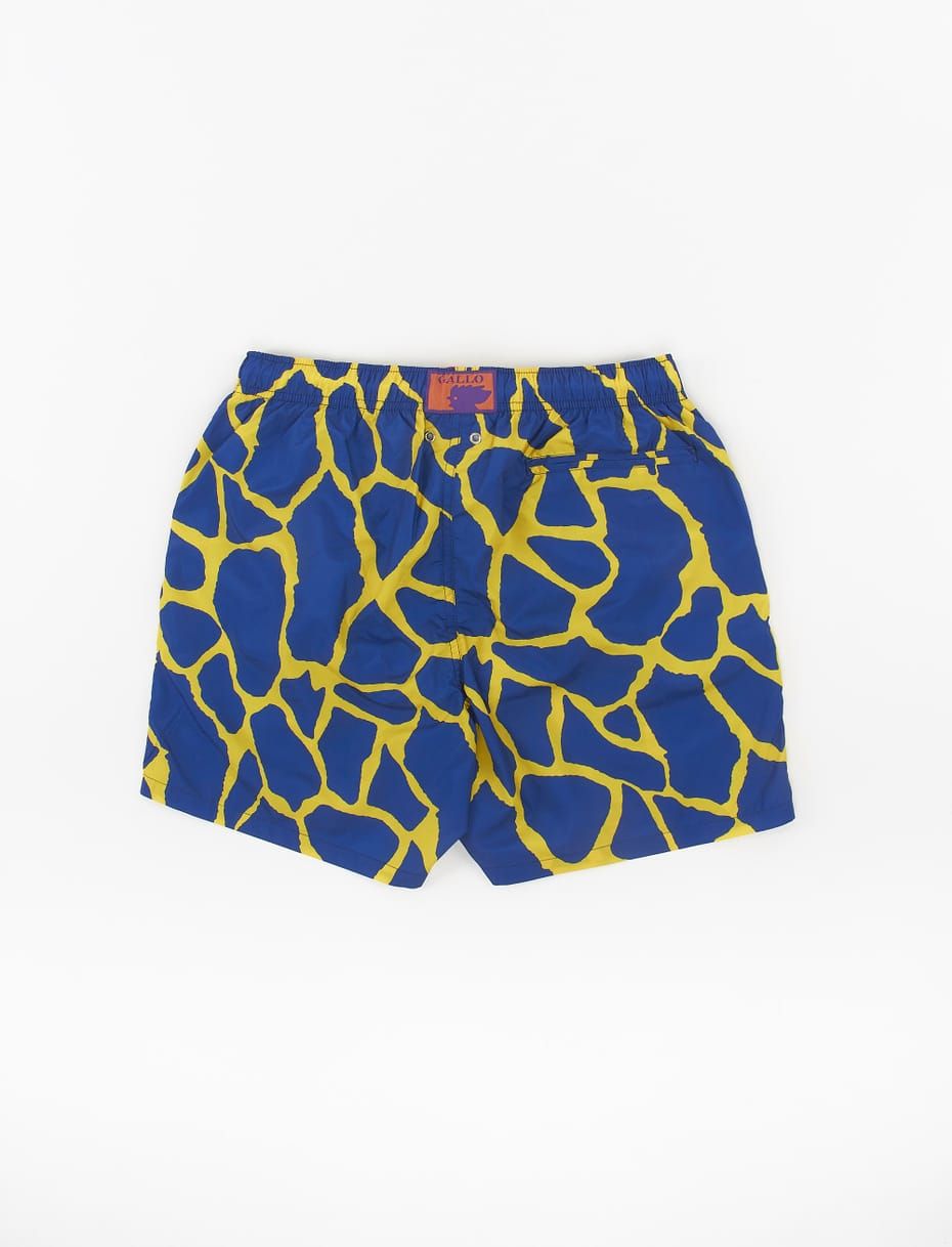 Gallo men's blue yellow swimming shorts with giraffe motif