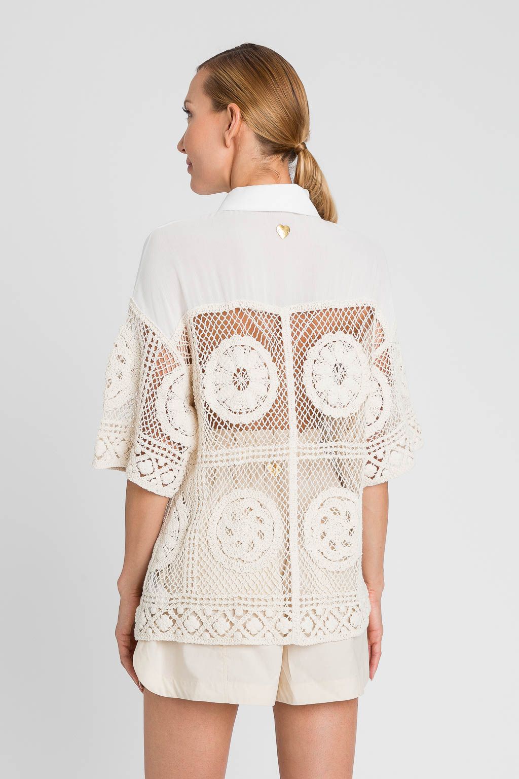 Camicia crochet avorio TWINSET