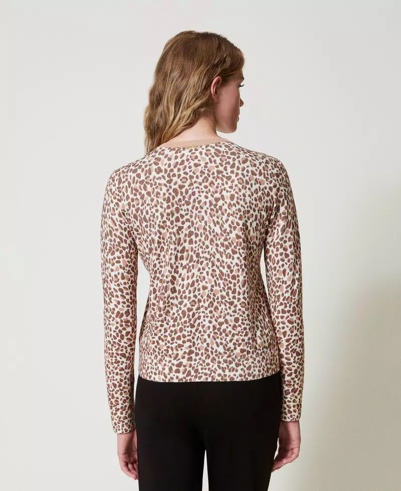 Cardigan in maglia con stampa e pizzo TWINSET