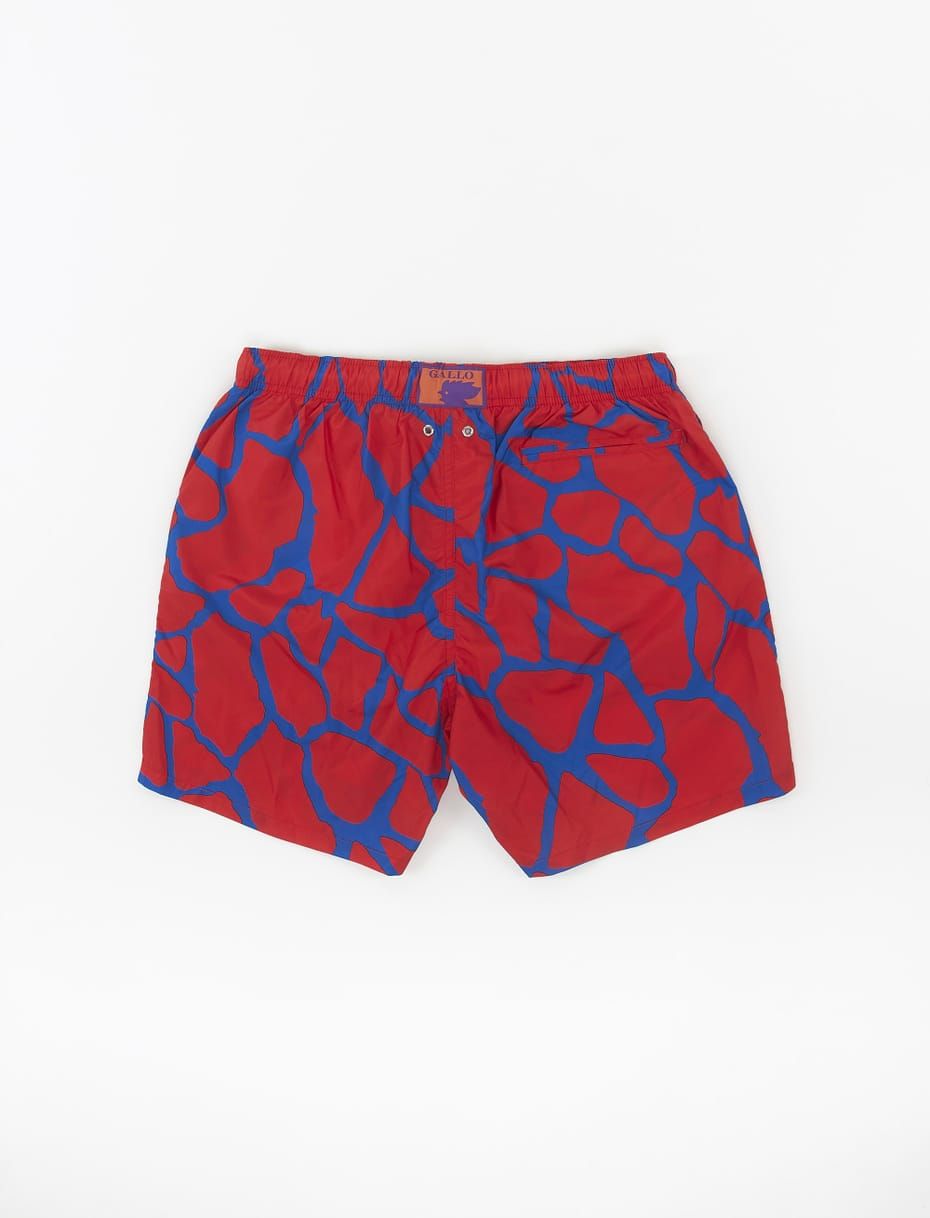 Gallo men's red blue swimming shorts with giraffe motif
