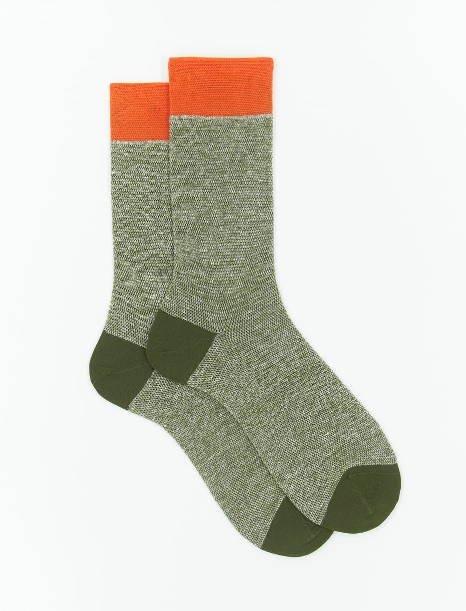 Gallo Men's short oak green cotton/linen socks