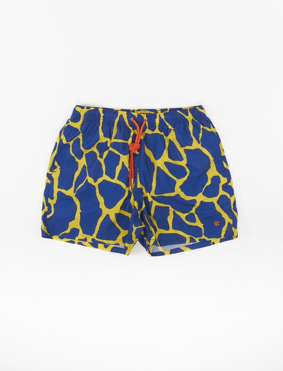 Boxer uomo stampa giraffa blu giallo Gallo