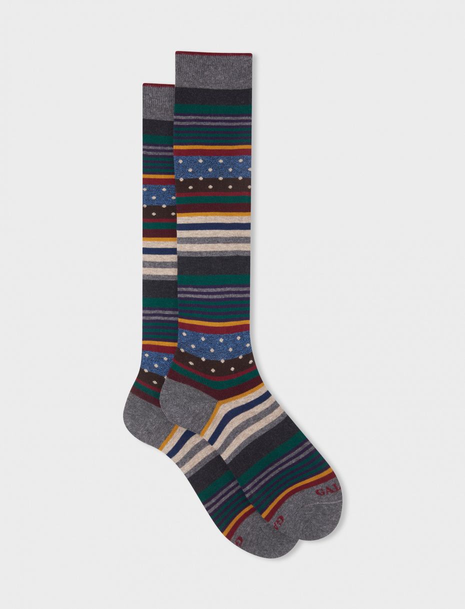 GALLO men's long socks with stripes and polka dots