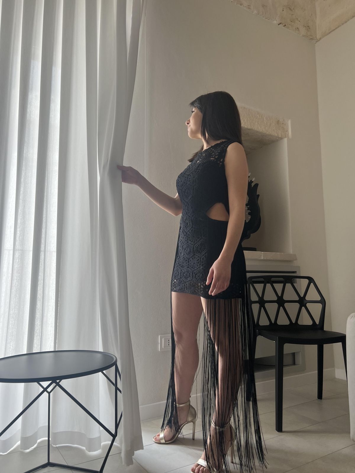Abito in macramè cut out TASSOS MITROPOULOS