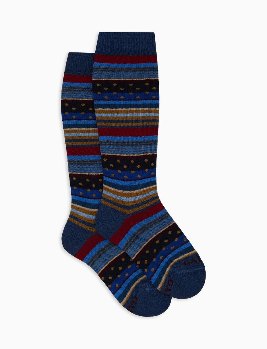 Calze lunghe bambino fantasia mix righe e pois GALLO