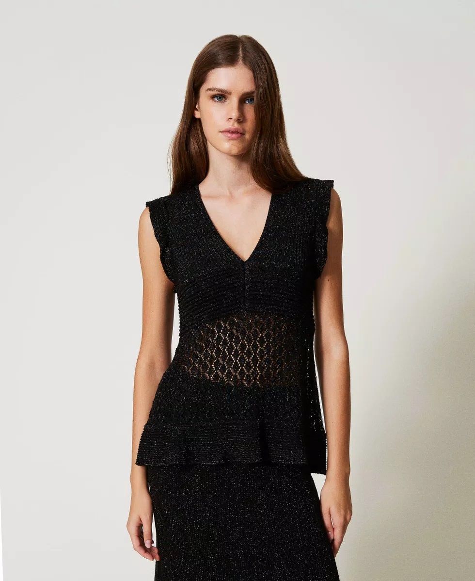 Maglia in filato lurex con volant TWINSET