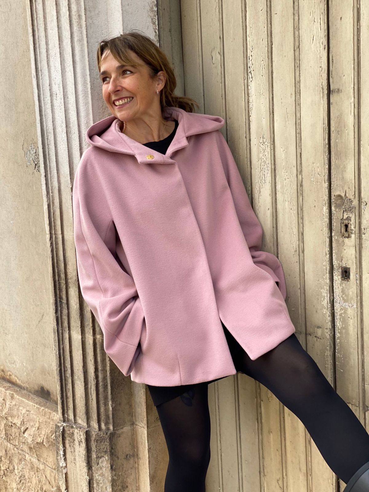 OUD pink short coat with hood