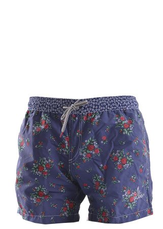 Gallo men's red blue swimming shorts with giraffe motif