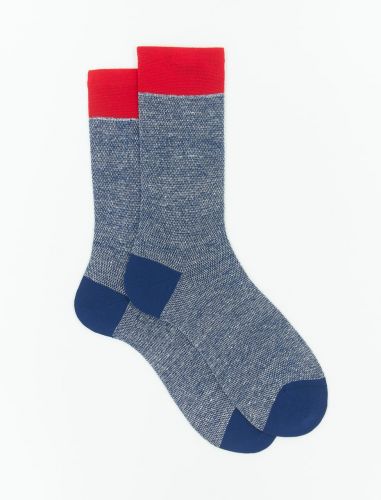 MULTI COLOR STRIPED COTTON MEN'S KNEE SOCKSMOG/AEGEAN BLUE